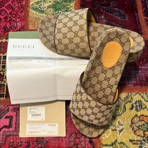 Men’s Authentic Gucci GG Slide Sandals, Size 13