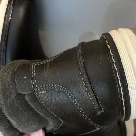 Mens brown leather boots with fleece 8.5