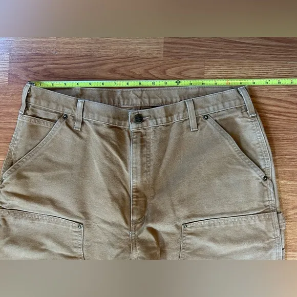 Men's Carhartt Brown Loose Fit Firm Duck Double-Front Utility Work Pant size 36