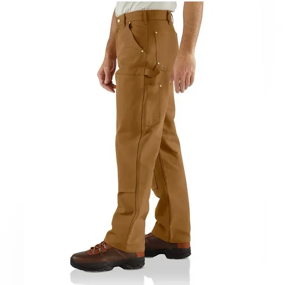 Men's Carhartt Brown Loose Fit Firm Duck Double-Front Utility Work Pant size 36