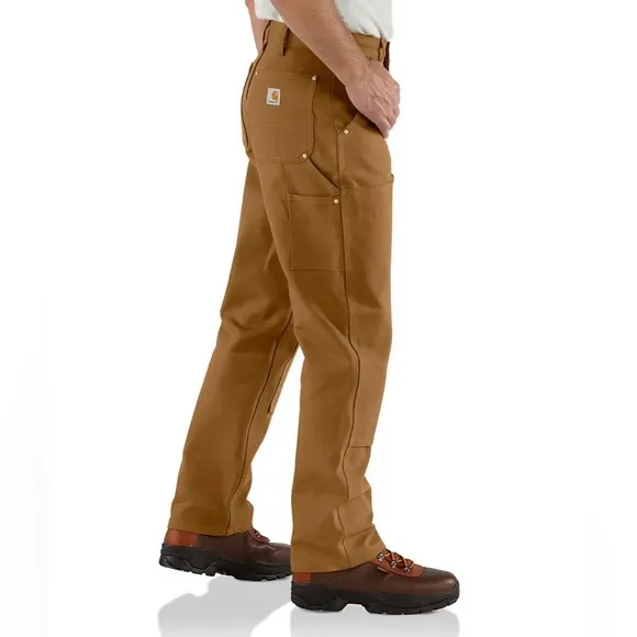 Men's Carhartt Brown Loose Fit Firm Duck Double-Front Utility Work Pant size 36