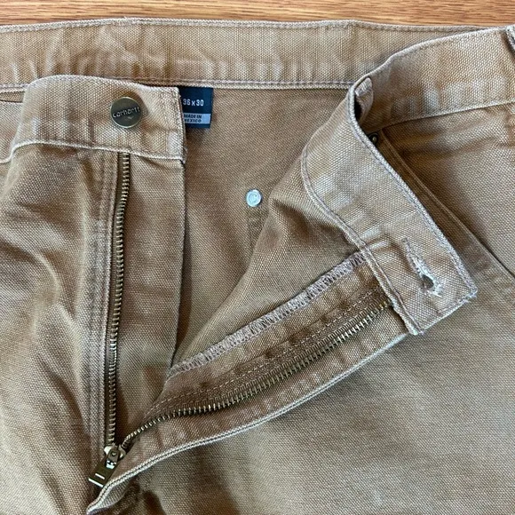 Men's Carhartt Brown Loose Fit Firm Duck Double-Front Utility Work Pant size 36