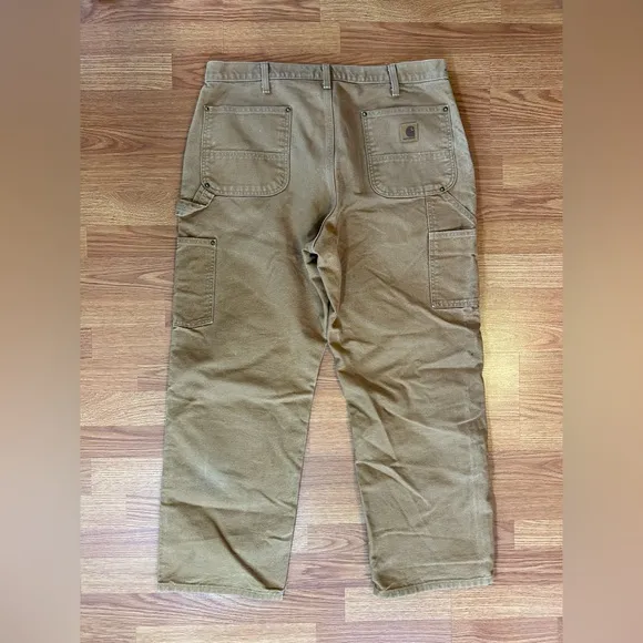 Men's Carhartt Brown Loose Fit Firm Duck Double-Front Utility Work Pant size 36