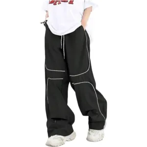Men's Drawstring Waist Casual Pants Loose Fit Straight Leg Pants Baggy Joggers