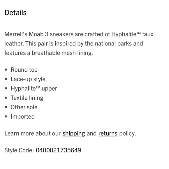 Men’s Merrell Moab 3 X Parks Project Sneakers