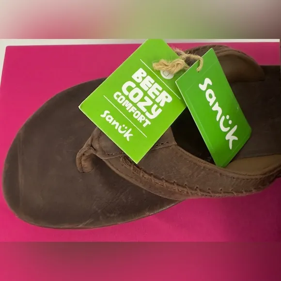 Men’s Sanuk Cosmic Yoga Mat LX Flip-Flops -Dark Brown Size 9 New with ta…