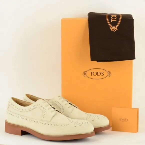 MENS TOD'S SHOES LOAFERS BUCATURE OXFORD WINGTIPS FONDO LIGHT