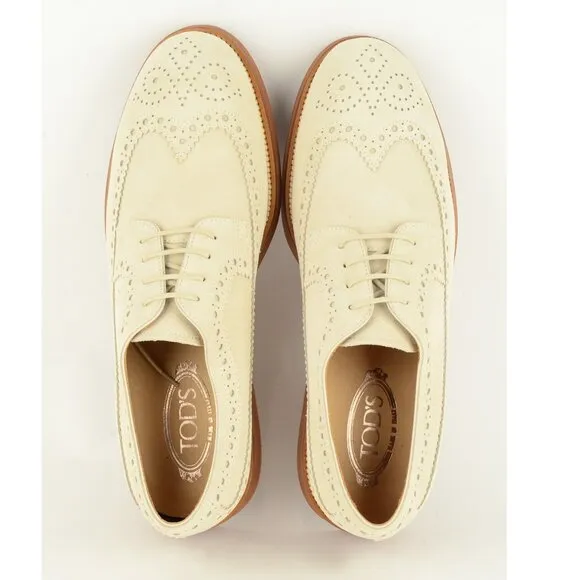 MENS TOD'S SHOES LOAFERS BUCATURE OXFORD WINGTIPS FONDO LIGHT