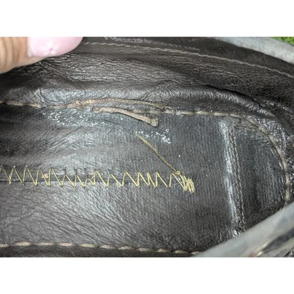 Mens USA 10M John Varvatos Camo Schooner Boat Shoes Boot Black Slip On Loafers