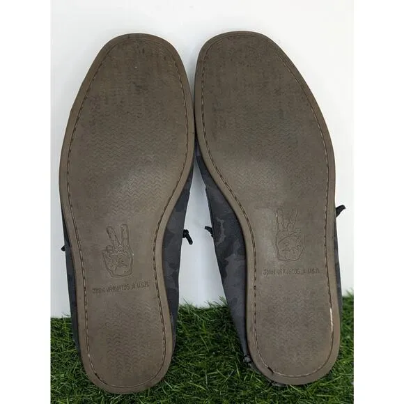 Mens USA 10M John Varvatos Camo Schooner Boat Shoes Boot Black Slip On Loafers
