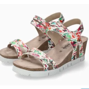Mephisto Floral Leather Cork Wedge Sandals | Size 39 New Without Tags.