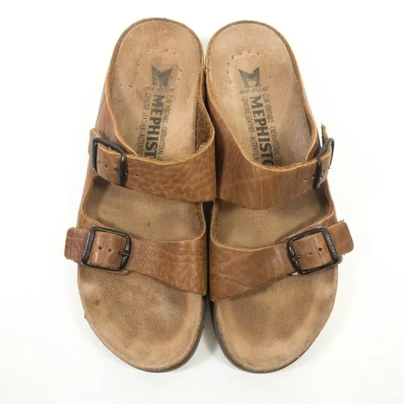Mephisto Harmony Leather Slide Sandals - Women's Size 41 EU - Brown