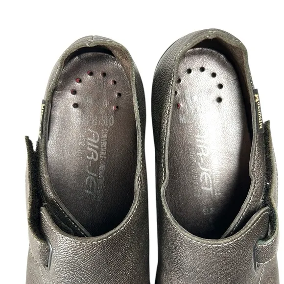 Mephisto Luce Air Jet Metallic Brown Leather Slip On Adjustable Loafers Size 6.5