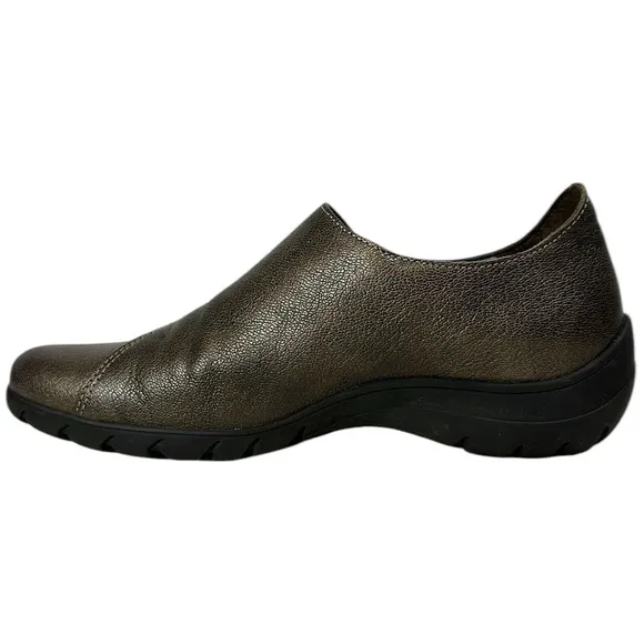 Mephisto Luce Air Jet Metallic Brown Leather Slip On Adjustable Loafers Size 6.5
