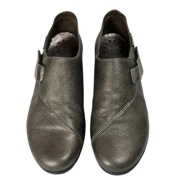 Mephisto Luce Air Jet Metallic Brown Leather Slip On Adjustable Loafers Size 6.5