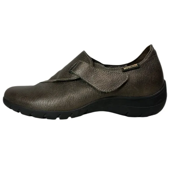 Mephisto Luce Air Jet Metallic Brown Leather Slip On Adjustable Loafers Size 6.5