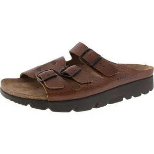 Mephisto Mens Brown Buckle Leather Slide Sandals New
