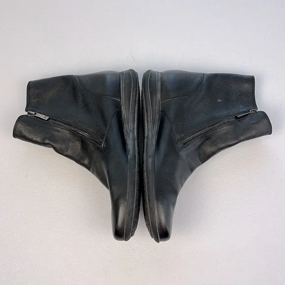 Mephisto Nessia Booties Black Leather Double Side Zip Wedge Shoe Ankle Boots 11