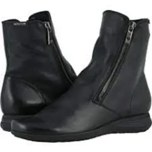 Mephisto Nessia Booties Black Leather Double Side Zip Wedge Shoe Ankle Boots 11