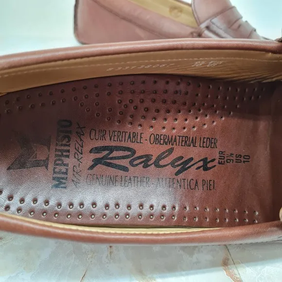 Mephisto Ralyx Air Relax Mens Brown Caoutchouc Leather Penny Loafers Size US 10