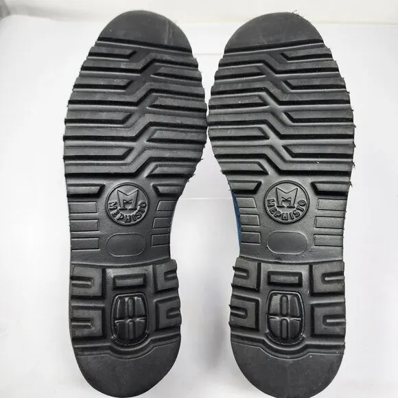 Mephisto Womens Blue Suede Loafers With Black Chain Detail Size 8 US