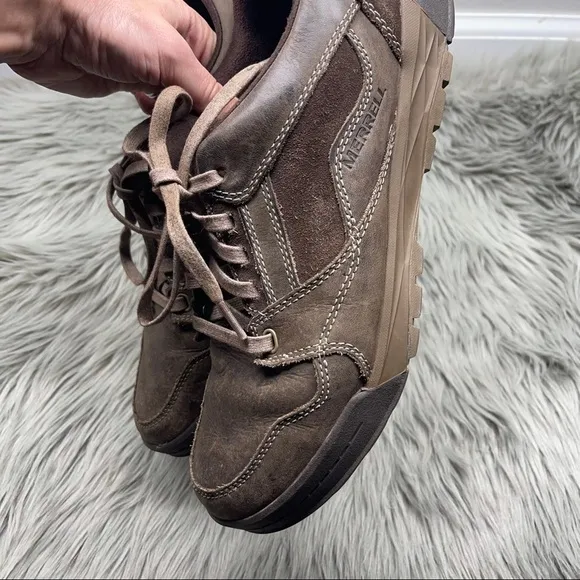 Merrell Berner Leather Shoes Casual Outdoor Lace Up Brown Sneakers Size 8.5 Men