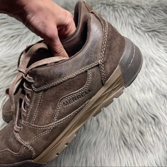 Merrell Berner Leather Shoes Casual Outdoor Lace Up Brown Sneakers Size 8.5 Men
