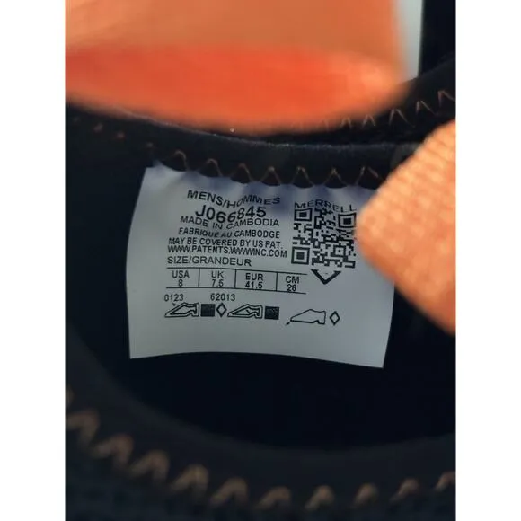 Merrell Hydro Runner J066845 Sneakers Men's 8 Black Mesh Slip-on Running Shoes