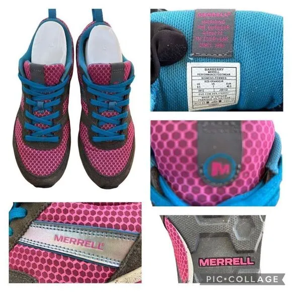 MERRELL Kalkora Barberry Pink Purplish Gray Blue Athletic Sneakers Women Sz 9.5
