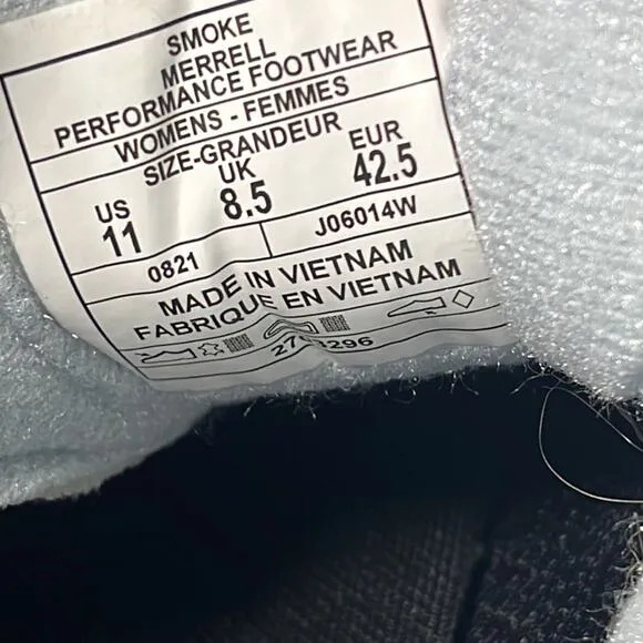 Merrell W 11 Smoke Gray Blue Hiking Sneakers