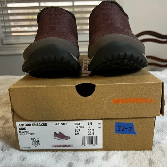 Merrell Women’s Antora Sneaker Moc Maroon Sz 5.5 / 35.5
