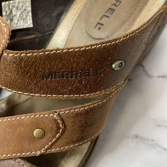Merrell Luxe Slide Mink Leather Sandals 8