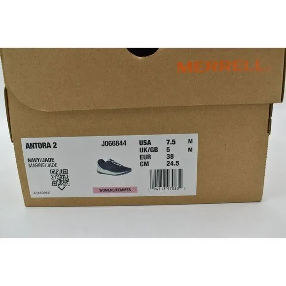 Merrell Womens Size 7.5 Antora 2 Navy Jade Outdoor Trail Sneakers Shoes J066844