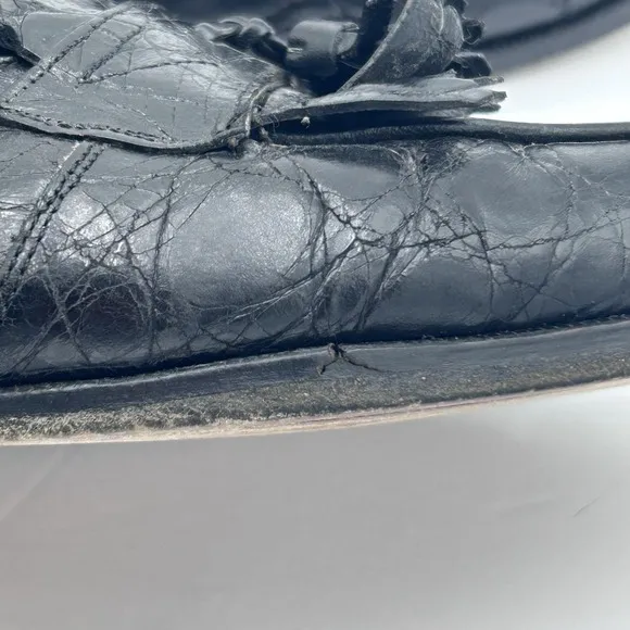 MEZLAN &quot;RODEO&quot; Black Genuine Crocodile Loafers Shoes  Tasseled Size 12M $900 