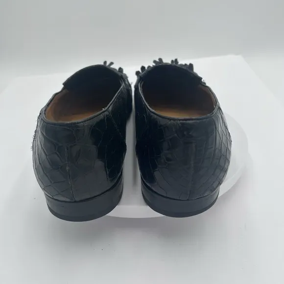 MEZLAN &quot;RODEO&quot; Black Genuine Crocodile Loafers Shoes  Tasseled Size 12M $900 