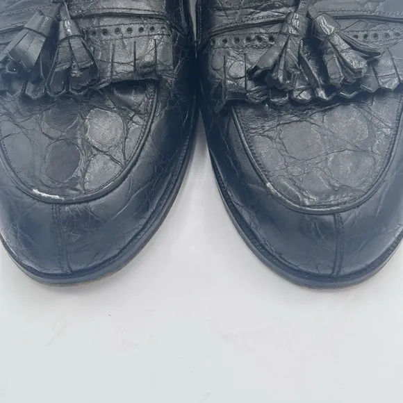 MEZLAN &quot;RODEO&quot; Black Genuine Crocodile Loafers Shoes  Tasseled Size 12M $900 