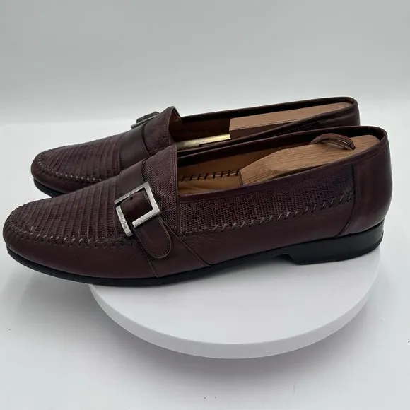 MEZLAN Genuine LIZARD Textured Leather Silver Buckle 12M Men's Shoes LoaferSpain