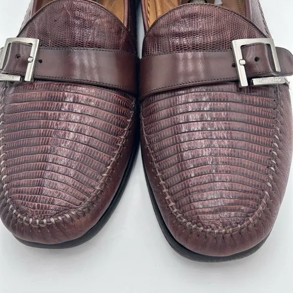 MEZLAN Genuine LIZARD Textured Leather Silver Buckle 12M Men's Shoes LoaferSpain