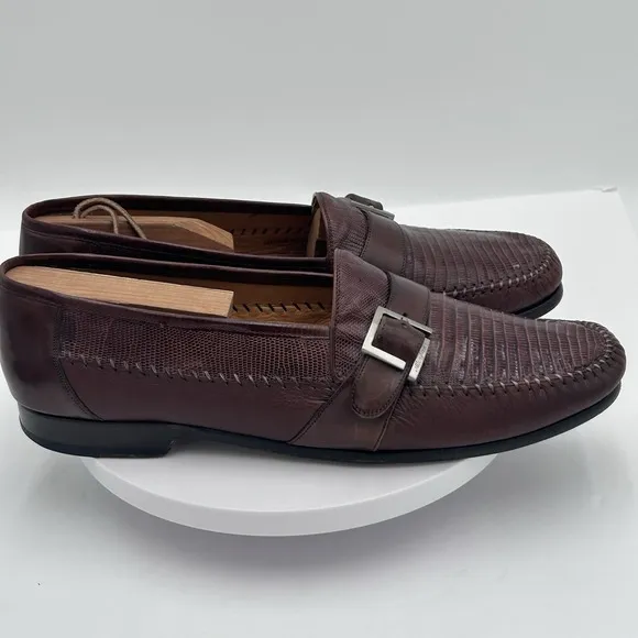 MEZLAN Genuine LIZARD Textured Leather Silver Buckle 12M Men's Shoes LoaferSpain