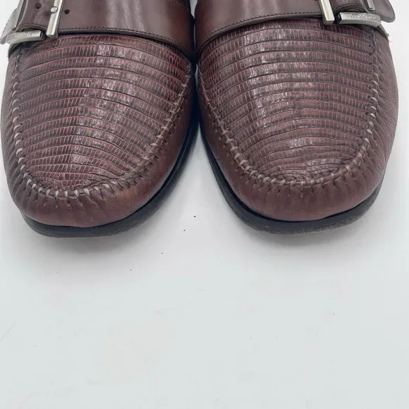 MEZLAN Genuine LIZARD Textured Leather Silver Buckle 12M Men's Shoes LoaferSpain