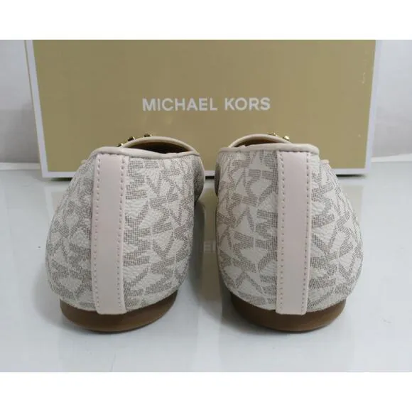 Michael Kors Jilly Ballet Flat Shoes Round Toe MK Logo Vanilla Ivory Size 8