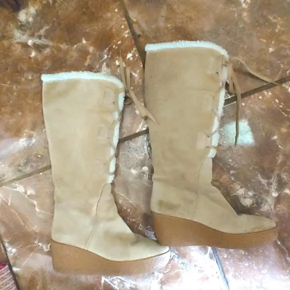 Michael Kors Lace Up Wedge Boots Size 6.5