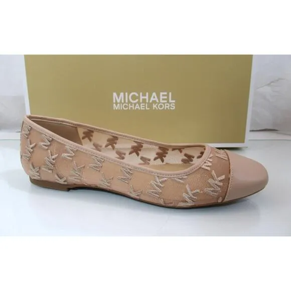 Michael Kors Lockhart Flex Ballet Flat Shoes Mk Logo Mesh Light Blush Size 8