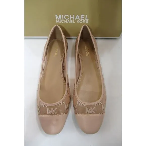 Michael Kors Lockhart Flex Ballet Flat Shoes Mk Logo Mesh Light Blush Size 8