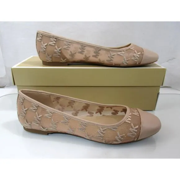 Michael Kors Lockhart Flex Ballet Flat Shoes Mk Logo Mesh Light Blush Size 8