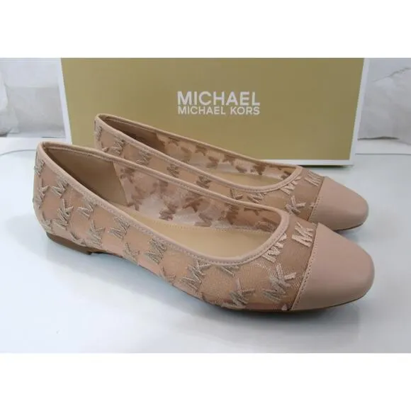 Michael Kors Lockhart Flex Ballet Flat Shoes Mk Logo Mesh Light Blush Size 8