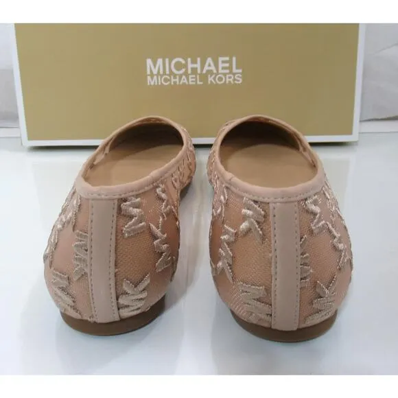 Michael Kors Lockhart Flex Ballet Flat Shoes Mk Logo Mesh Light Blush Size 8