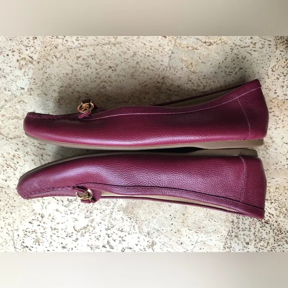 MICHAEL KORS May Moccasin Leather Flat Loafer Dark Cherry Size 10