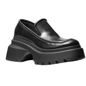 Michael Kors Shiloh Leather Chunky Loafers Platform Slip On Black Size 8M