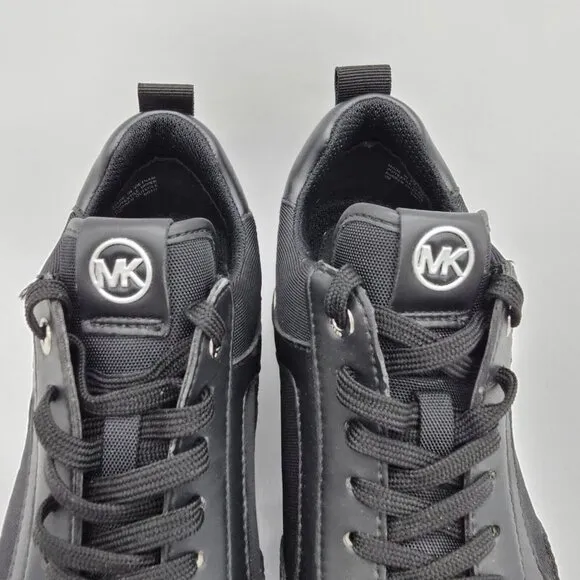 Michael Kors Wilma Logo Trainer Womens Sneakers 7 Black MK Monogram Gym Workout